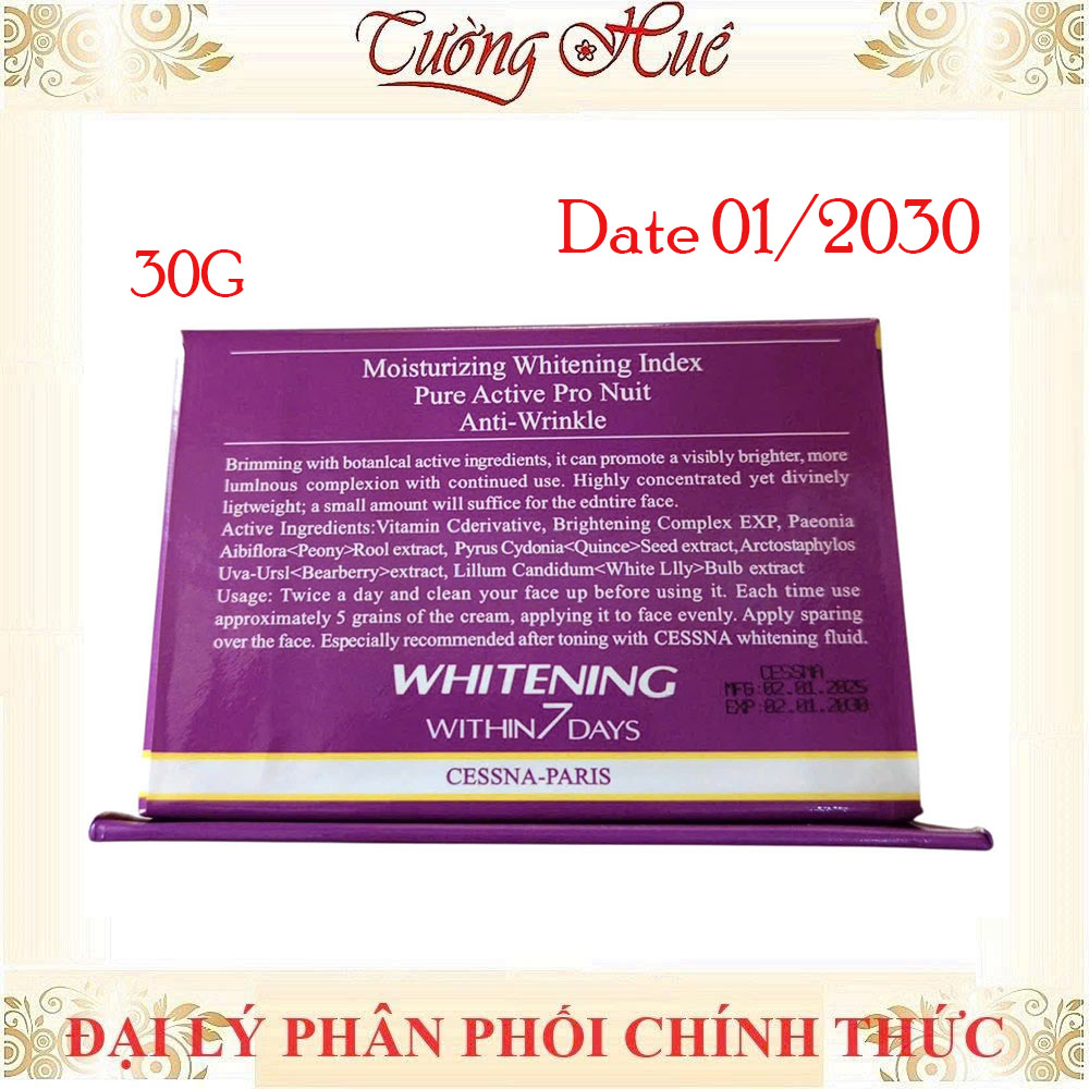Kem trắng da, giữ ẩm, chống nhăn Cessna Whitening Hebetic Cream All Skin Type - Tím - 30g