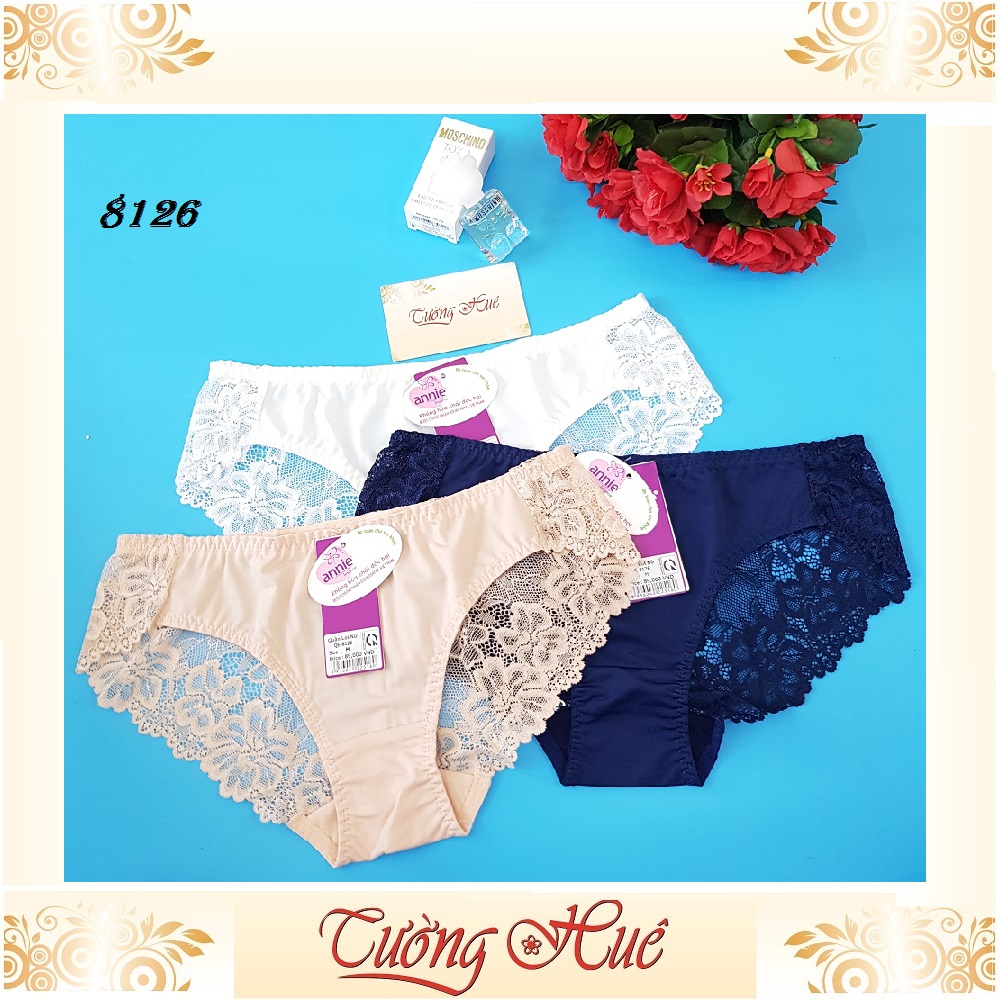 Quần lót nữ annie QE 8126 trơn phối ren phía sau