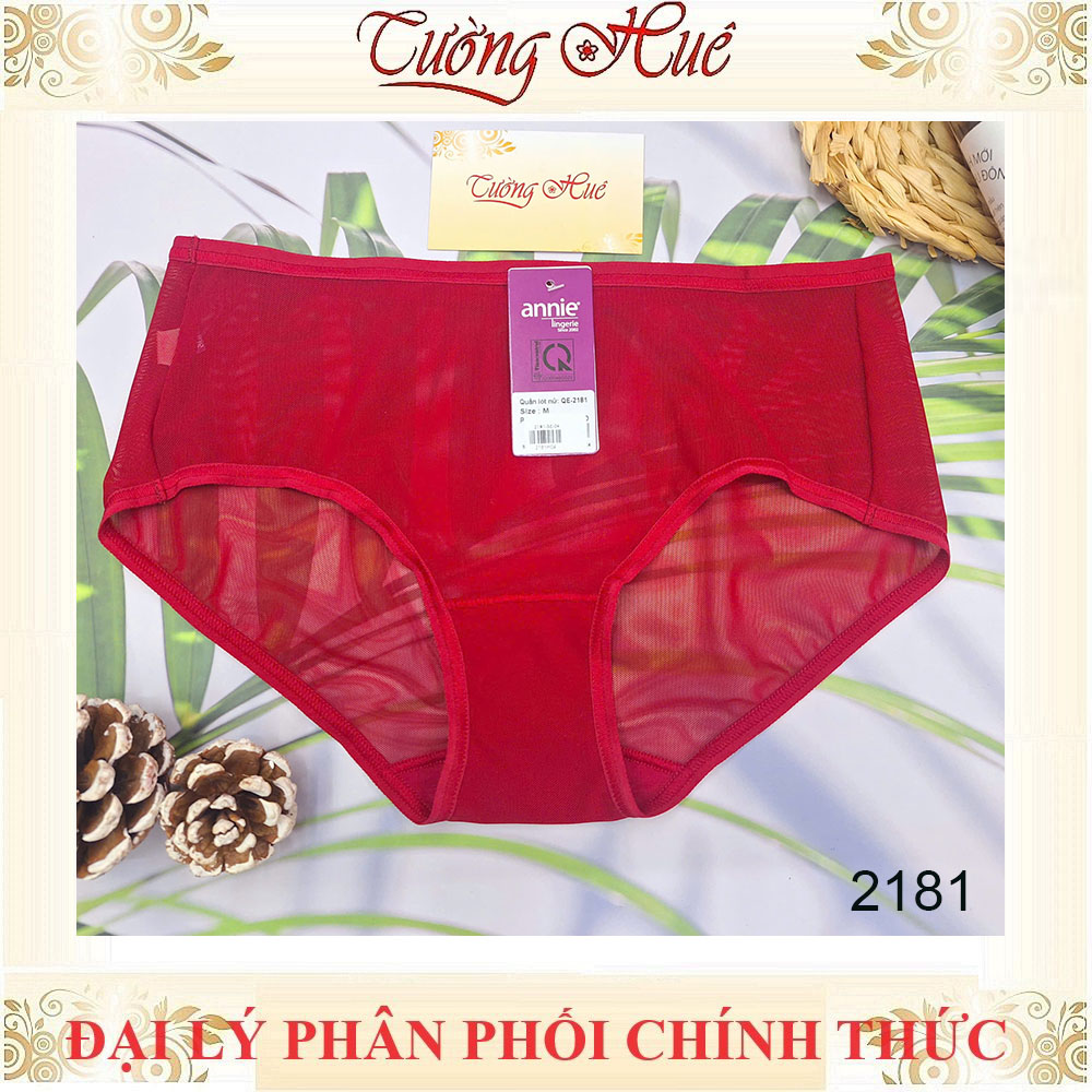 Quần Lót Nữ annie Trơn Lưới 2181 Lưng Vừa Co Dãn Thoáng Mát.