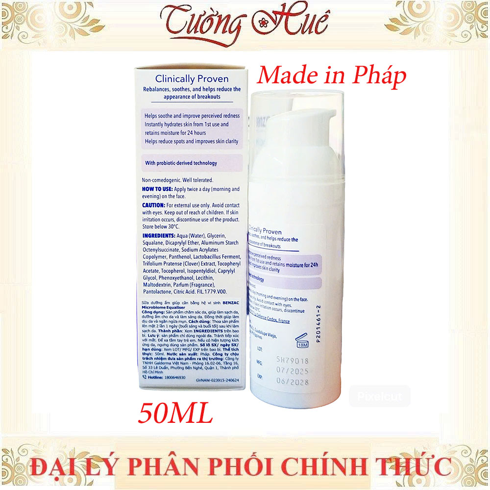 Sữa dưỡng ẫm cân bằng hệ vi sinh cho da dầu mụn và nhạy cảm Benzac Microbiome 50ml