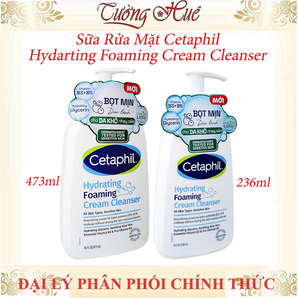Sữa Rửa Mặt Cetaphil Hydrating Foaming Tạo Bọt Dịu Lành Cho Da Nhạy Cảm 236ml/473ml