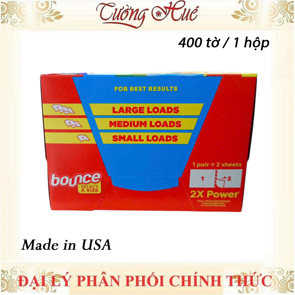 Giấy Thơm Quần Áo Bounce Của Mỹ Dùng Cho Máy Sấy Hoặc Tủ Quần Áo- 1 Hộp/400 tờ- Mẫu mới 2025