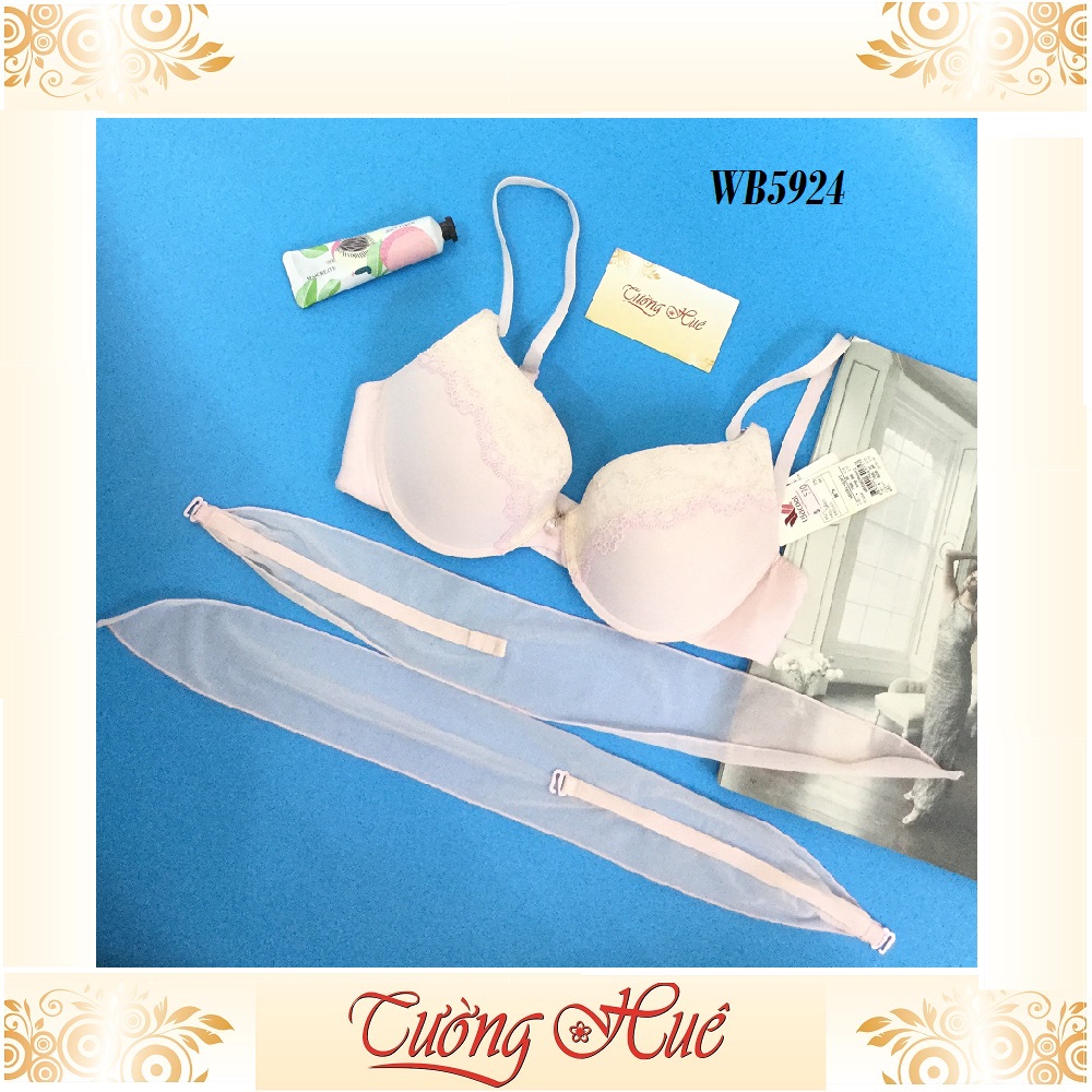 SALE SALE SALE - Áo lót nữ Wacoal WB 5924 áo ngực trơn phối ren thêu có dây buộc cổ.