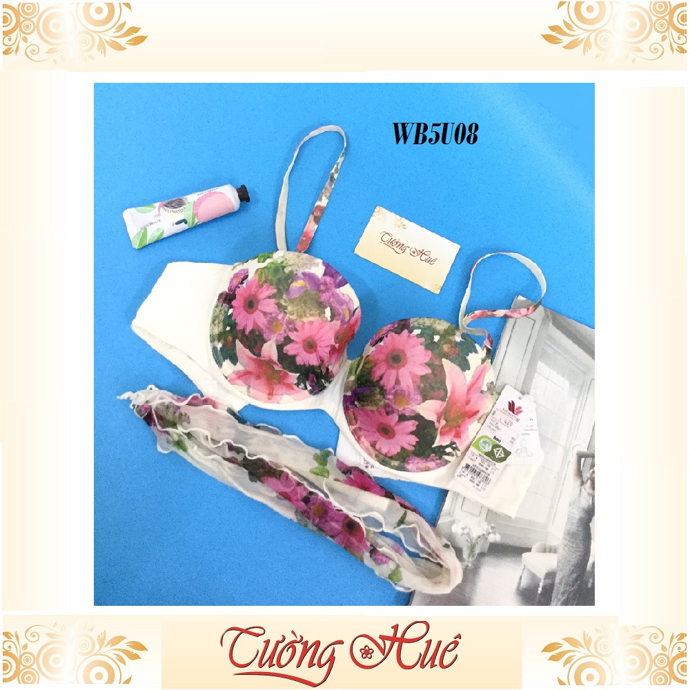 SALE SALE SALE - Áo lót nữ Wacoal WB 5U08 áo ngực cúp ngang họa tiết hoa.