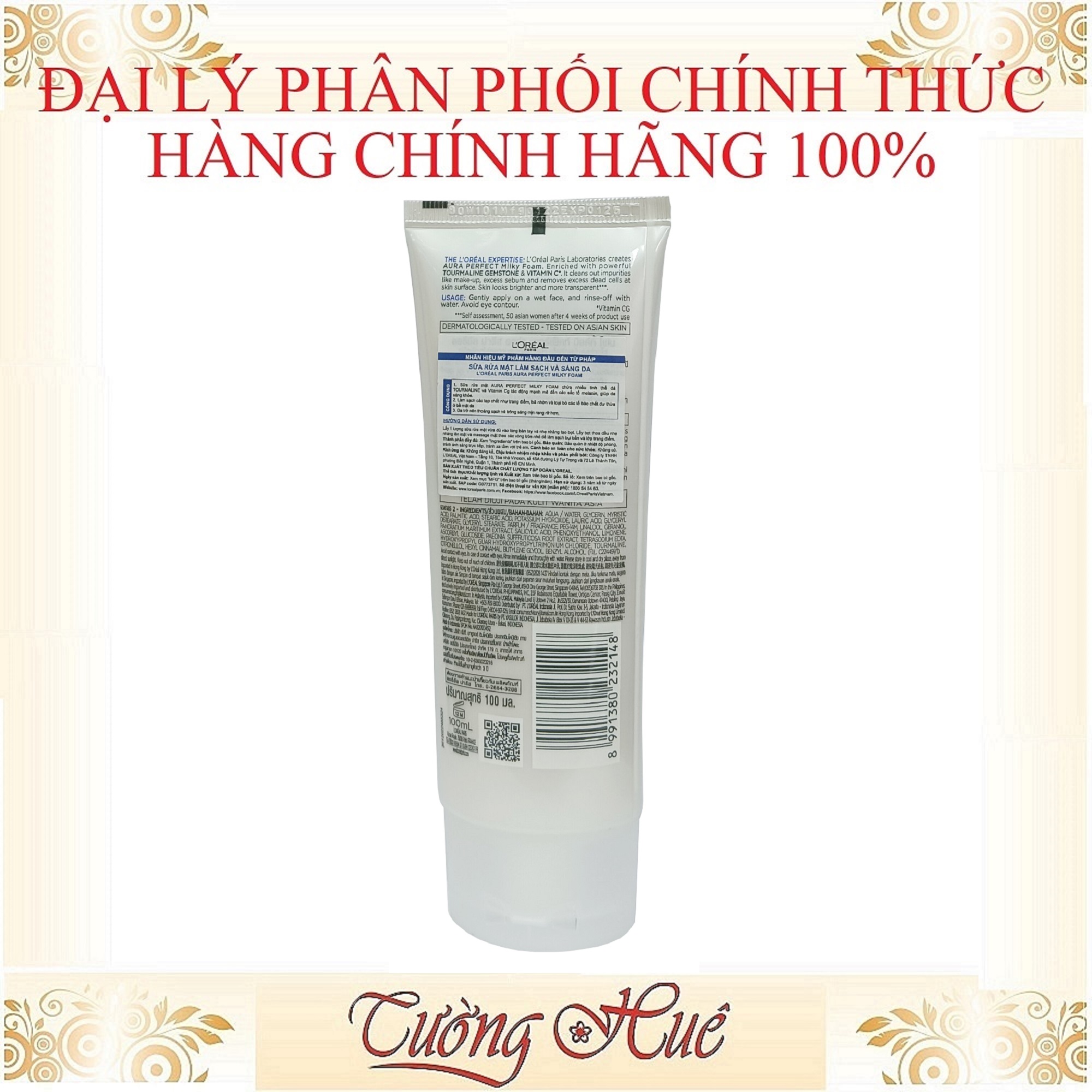 Sữa Rửa Mặt Loreal Aura Perfect Làm Sạch Và Trắng Mịn Da - 100ml - Xanh