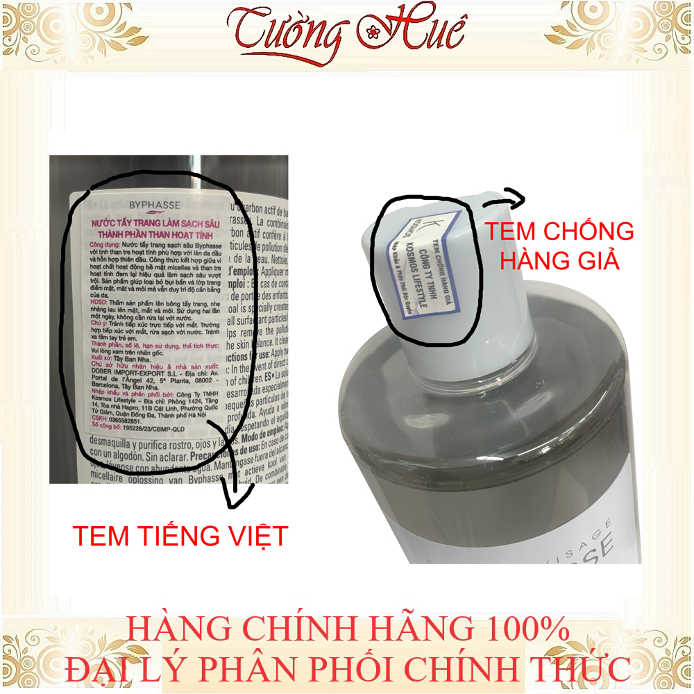[ HÀNG CÓ TEM ] Nước Tẩy Trang Than Hoạt Tính Byphasse Solution Micellaire Charbon Actif - 500ml