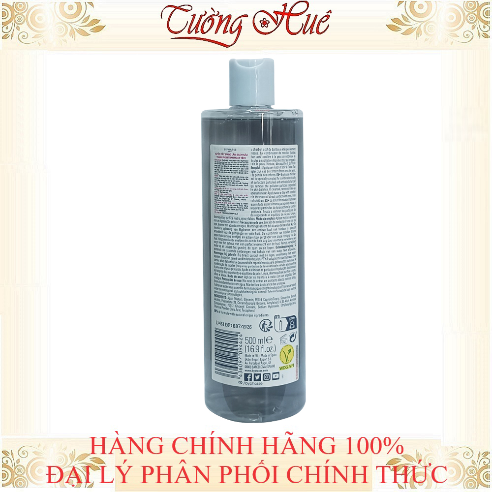 [ HÀNG CÓ TEM ] Nước Tẩy Trang Than Hoạt Tính Byphasse Solution Micellaire Charbon Actif - 500ml