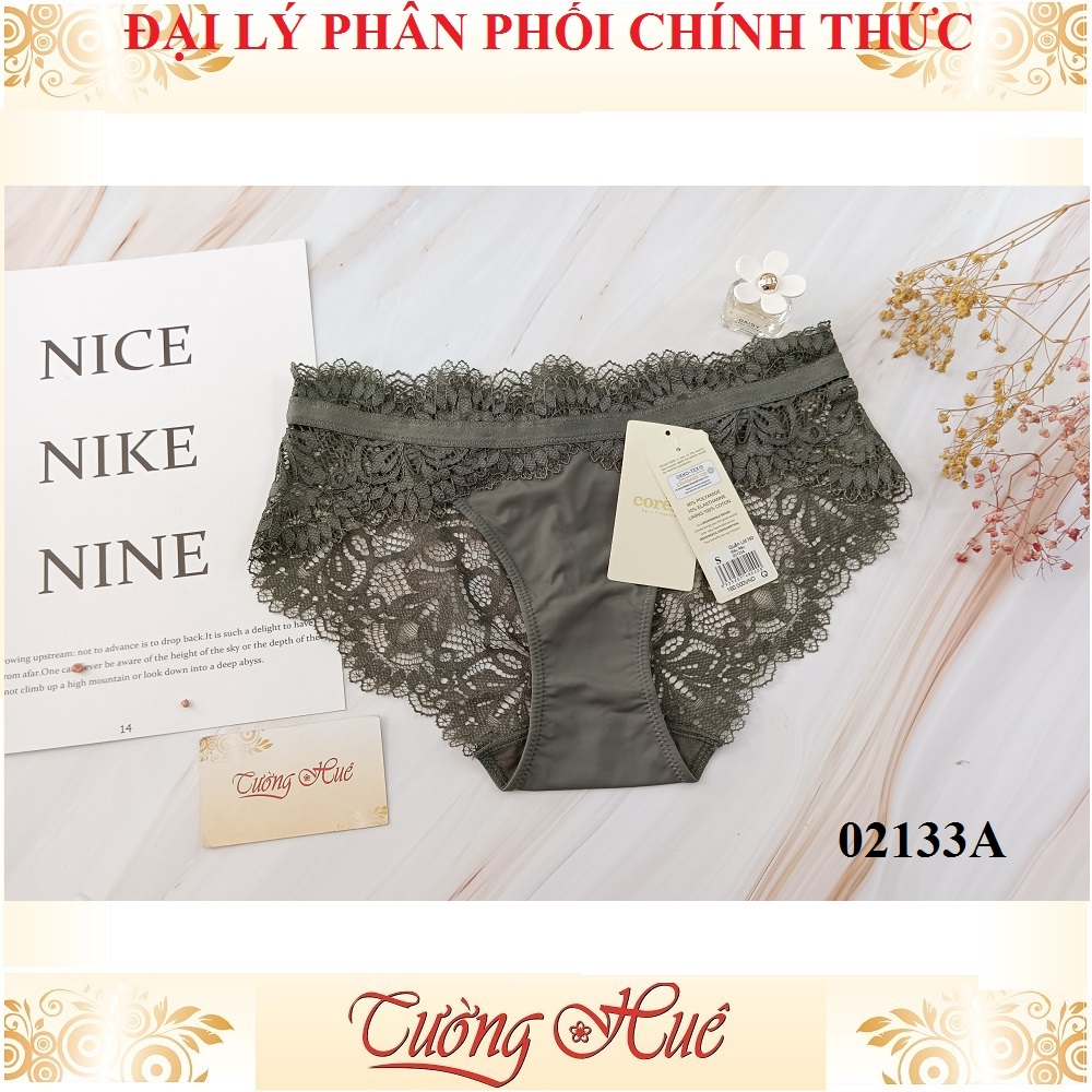 Quần lót nữ Corèle V. 02133A ren lưới thêu hoa hông (87-93cm FORM LỚN).