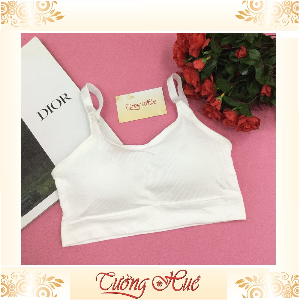 Áo bra 2 dây thun gân croptop.