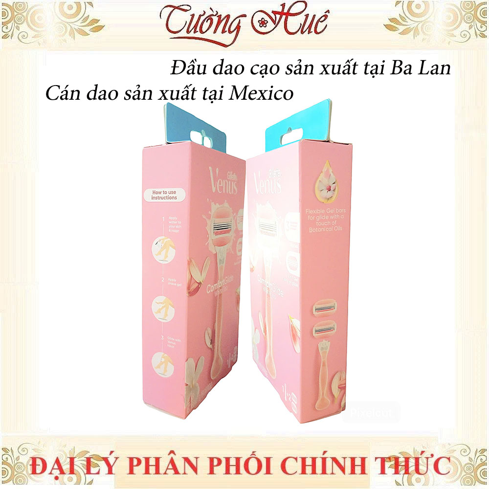 Dao Cạo Nữ Gillette Venus Hoa Trà Trắng Venus Comfortglide White Tea (1 Cán + 2 Đầu Dao)