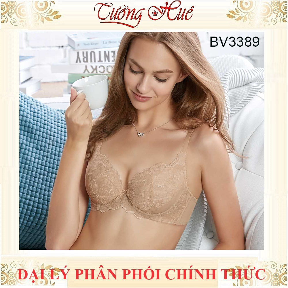 Áo Lót Nữ Bon Bon BV3389 Phối Ren Mút Mỏng - Có Thể Tháo Rời Dây Bản To 3 Móc Cài