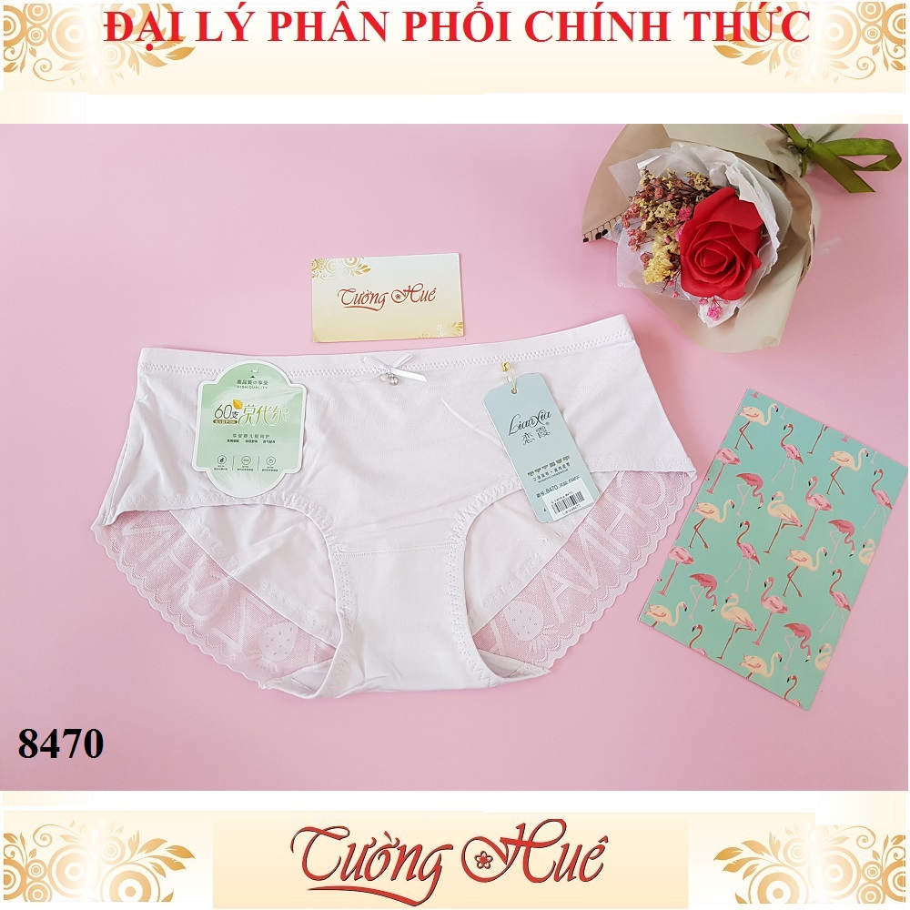 Quần lót nữ Lian Xia 8470 trơn phối lưới chữ freesize MÀU NGẪU NHIÊN.