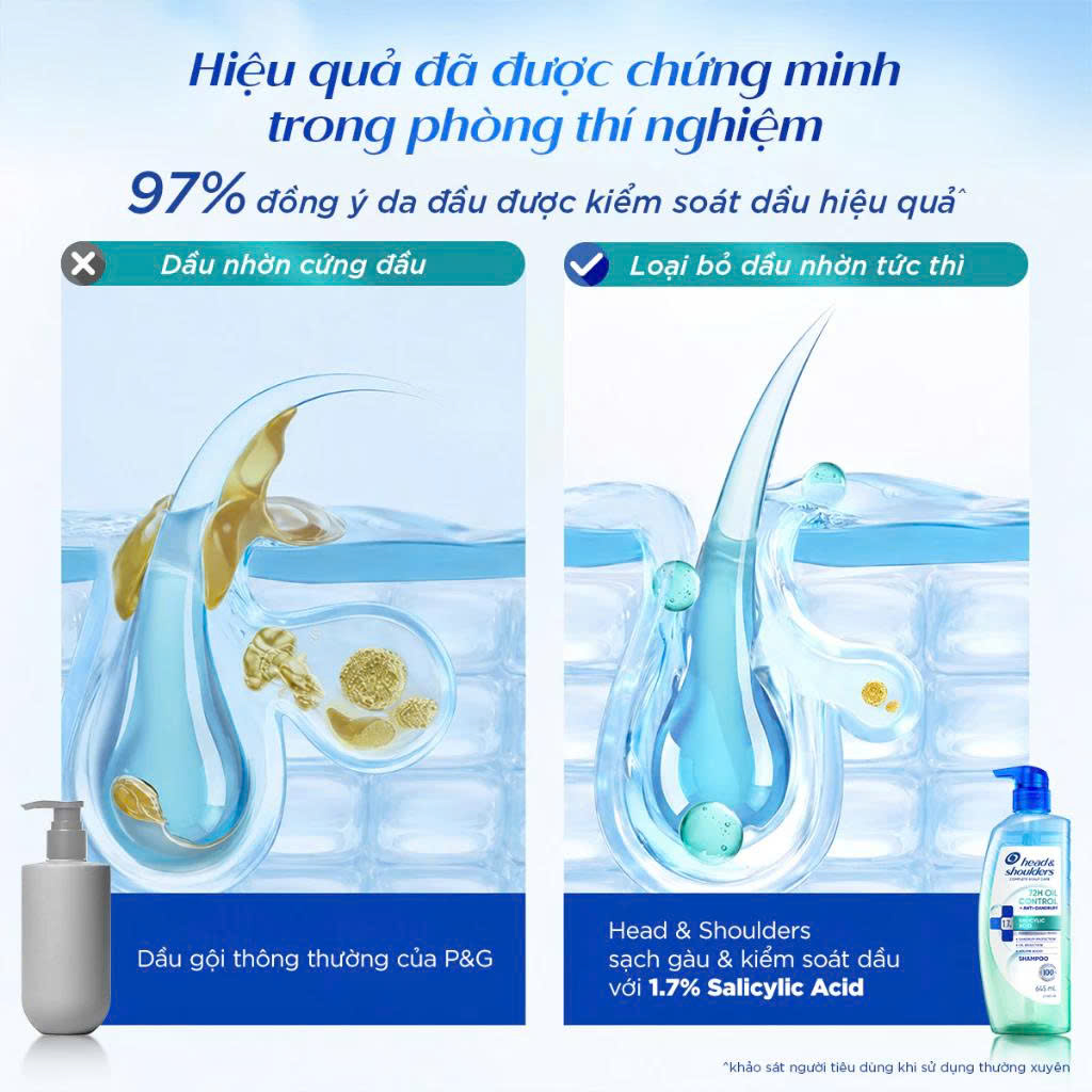 Dầu Gội HEAD & SHOULDERS 72 GIỜ Kiềm Dầu/ Giảm Ngứa Da Đầu Và Làm Sạch Gàu - 460ml