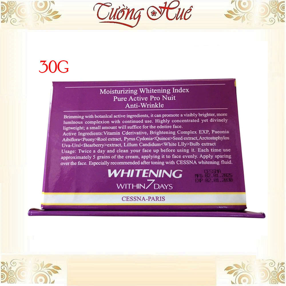 Kem trắng da, giữ ẩm, chống nhăn Cessna Whitening Hebetic Cream All Skin Type - Tím - 30g