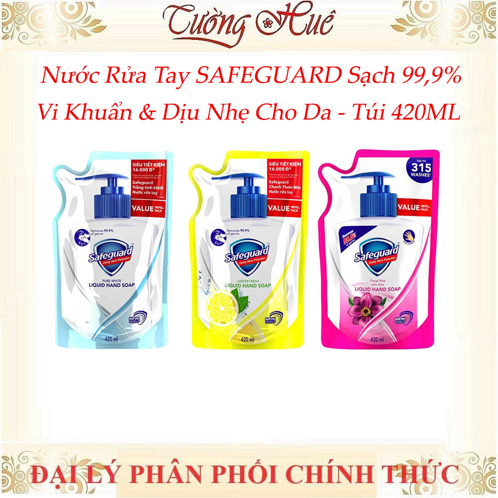 Nước Rửa Tay SAFEGUARD Sạch 99,9% Vi Khuẩn Dịu Nhẹ Cho Da - Túi 420ML