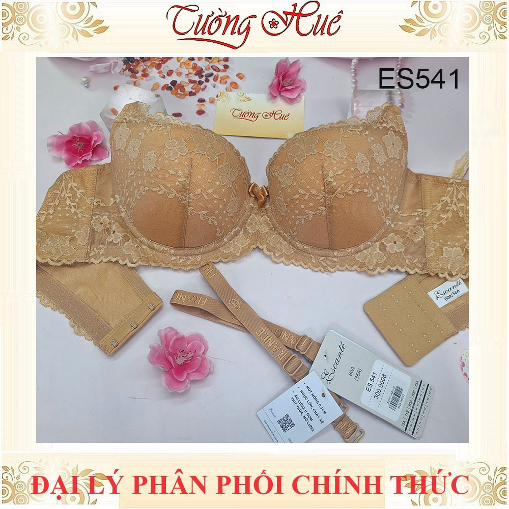 Áo Lót Nữ Escanté ES541 Ren Mút Mỏng Có Gọng lưng Chữ U Bản Lưng Lớn 3 Móc Cài Dây Tùy Chỉnh Tháo Rời