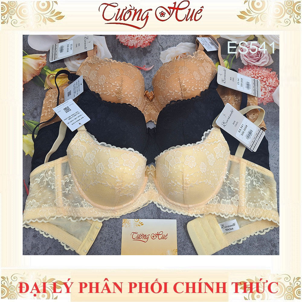 Áo Lót Nữ Escanté ES541 Ren Mút Mỏng Có Gọng lưng Chữ U Bản Lưng Lớn 3 Móc Cài Dây Tùy Chỉnh Tháo Rời