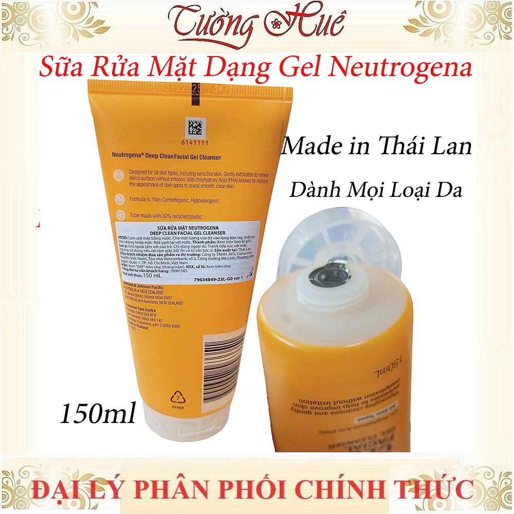 Sữa Rửa Mặt Sạch Sâu Neutrogena Deep Clean Facial Gel Cleanser 150ml - Cam