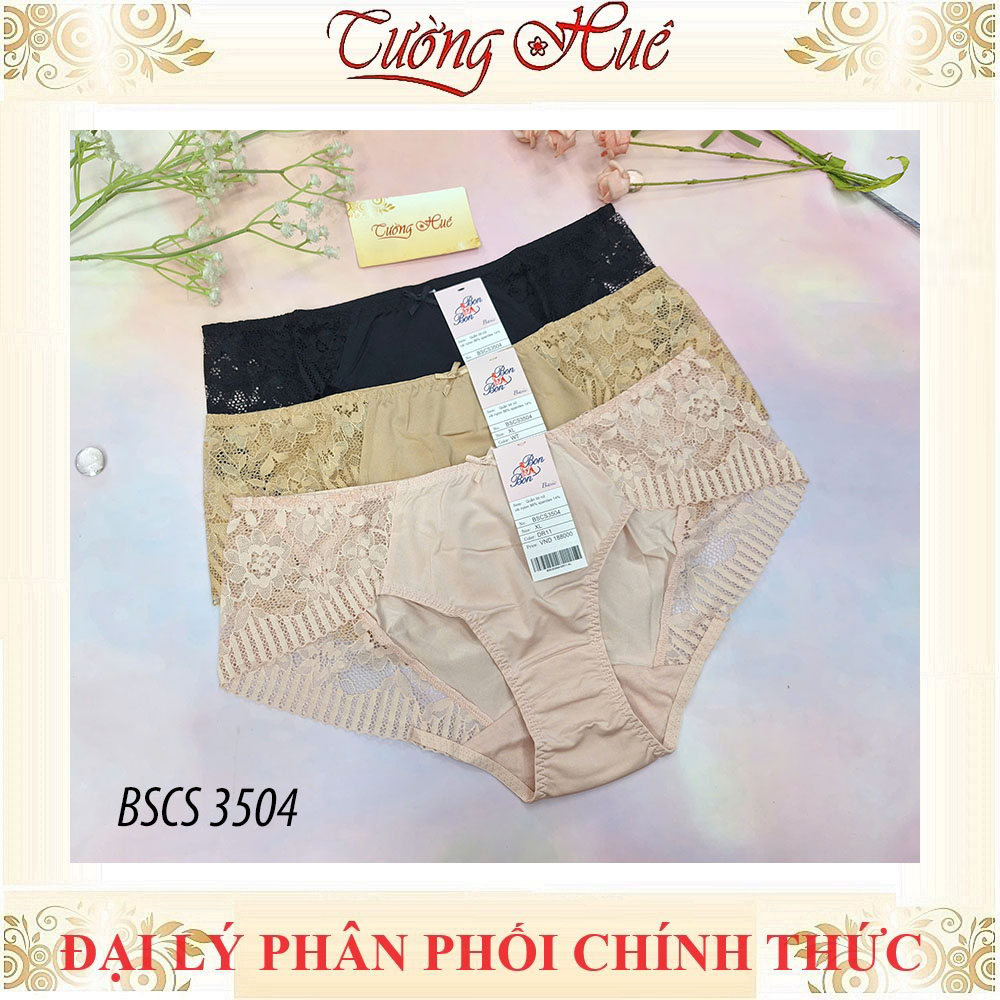 Quần Lót Nữ Bon Bon BSCS 3504 Lưng Vừa Trơn Phối Viền Ren Hoa.