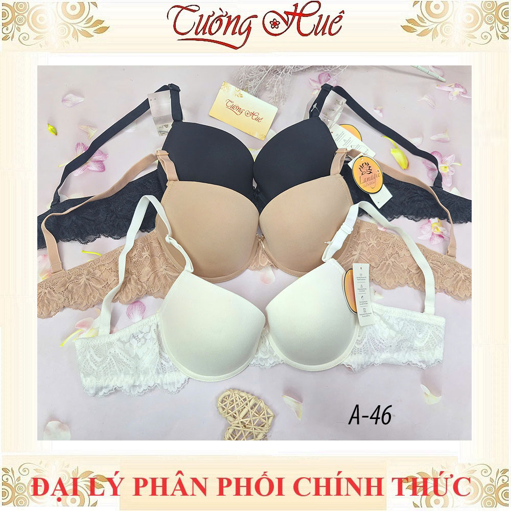 Áo lót nữ Lamagie A-46 Có Gọng Trơn Phối Ren Lưng Mút Nâng Vừa 2.5cm.