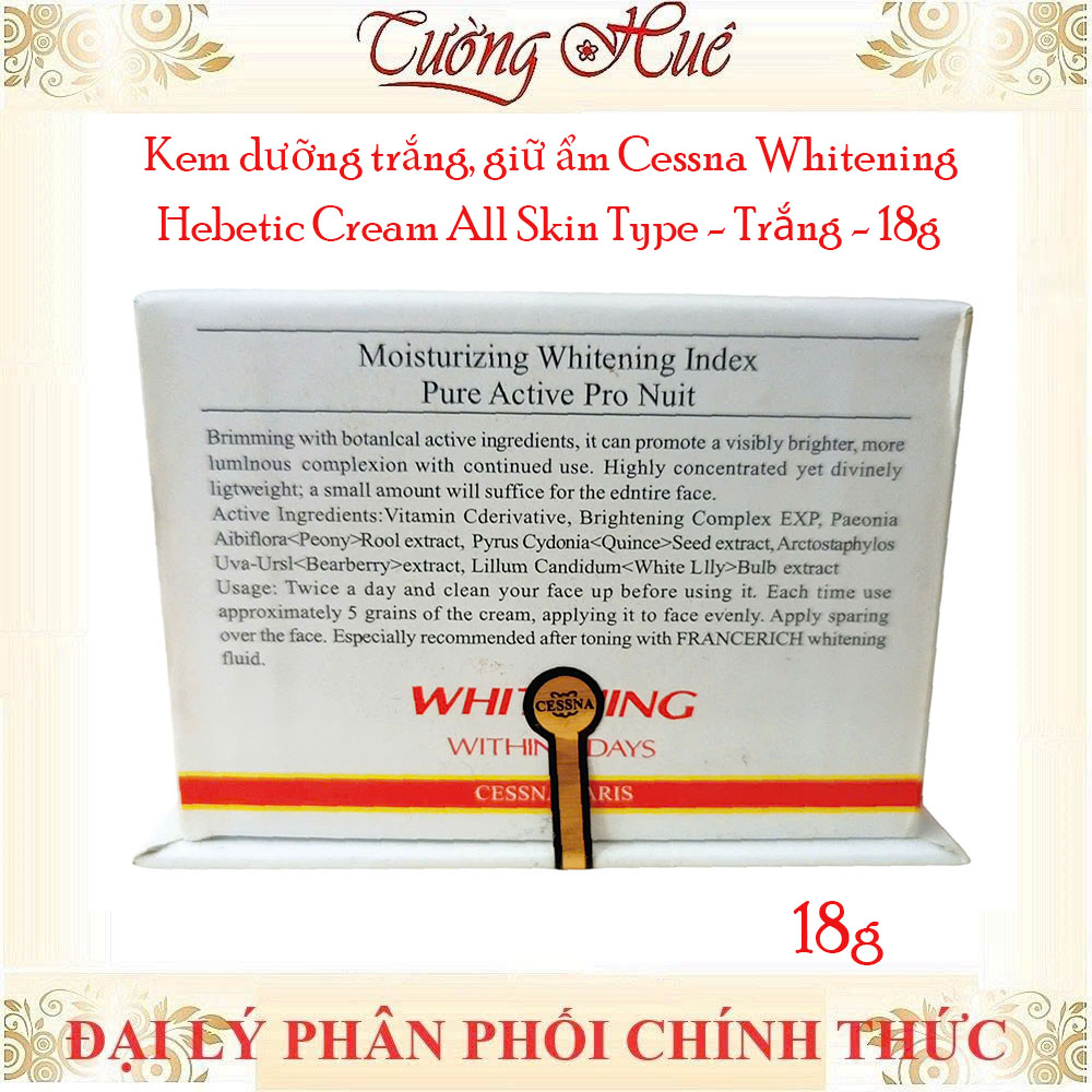 Kem dưỡng trắng, giữ ẩm Cessna Whitening Hebetic Cream All Skin Type - Trắng - 18g