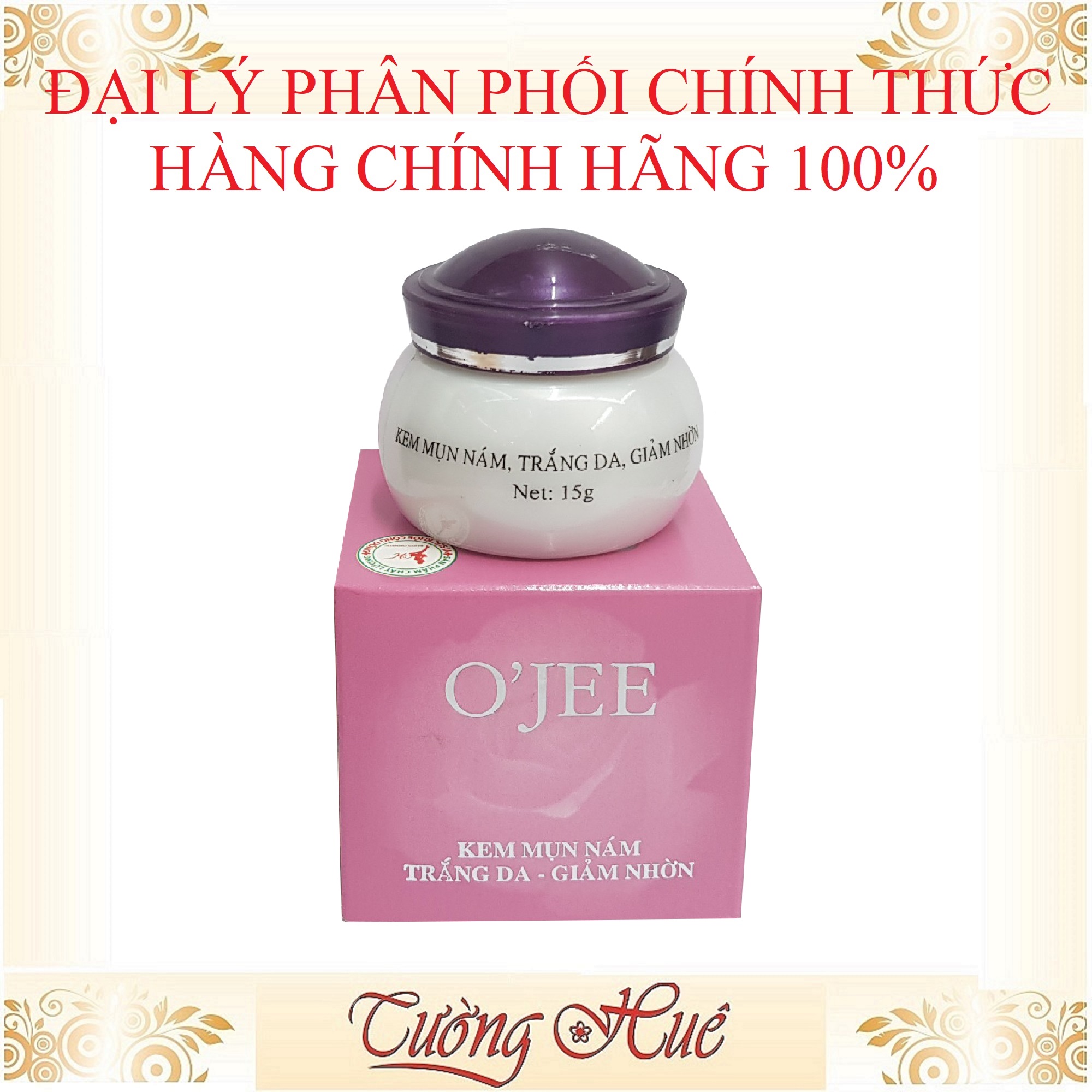 Kem O'Jee Mụn Nám - Trắng Da - Giảm Nhờn - 15g - Nắp Tím