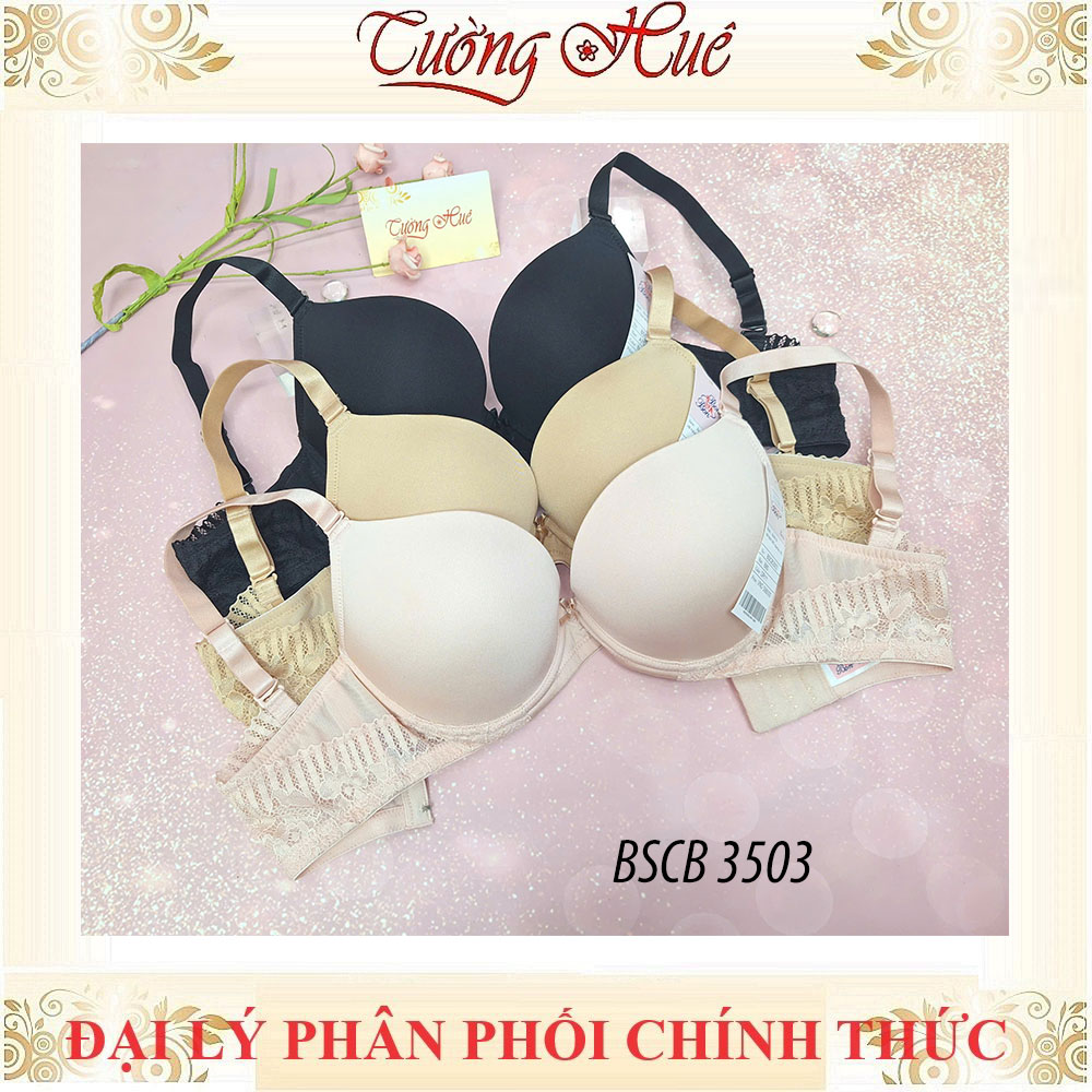 Áo lót nữ Bon Bon BSCB 3503 áo ngực Có Gọng Trơn Phối Ren Đệm Mút 2cm.