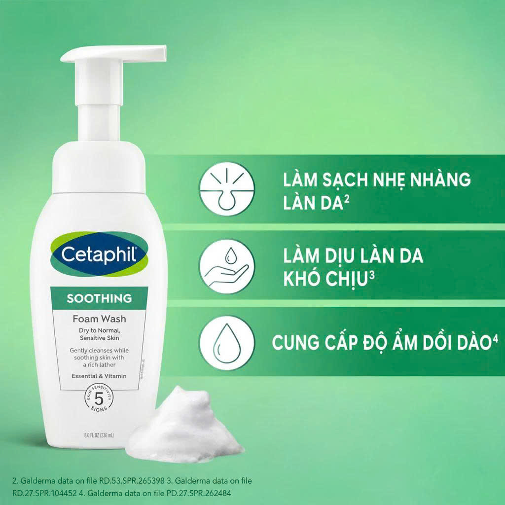 Sữa rửa mặt bọt siêu mềm mịn CETAPHILSOOTHING FOAM WASH 200ML