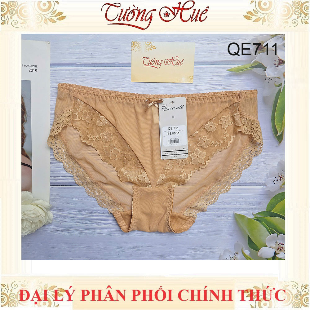 Quần Lót Nữ Thun Lạnh Escanté QE711 Lưng Vừa Lưới Viền Ren Co Dãn Thoáng Mát