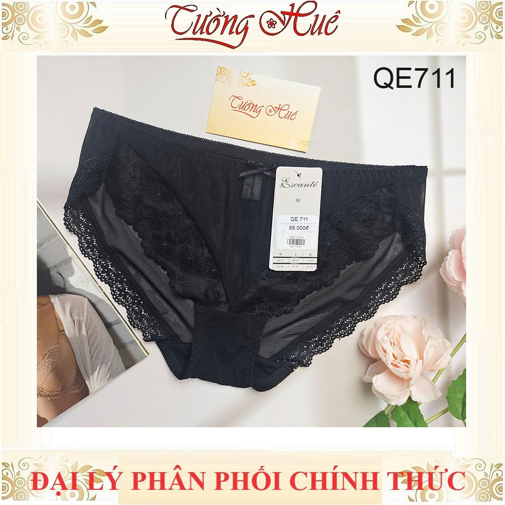 Quần Lót Nữ Thun Lạnh Escanté QE711 Lưng Vừa Lưới Viền Ren Co Dãn Thoáng Mát