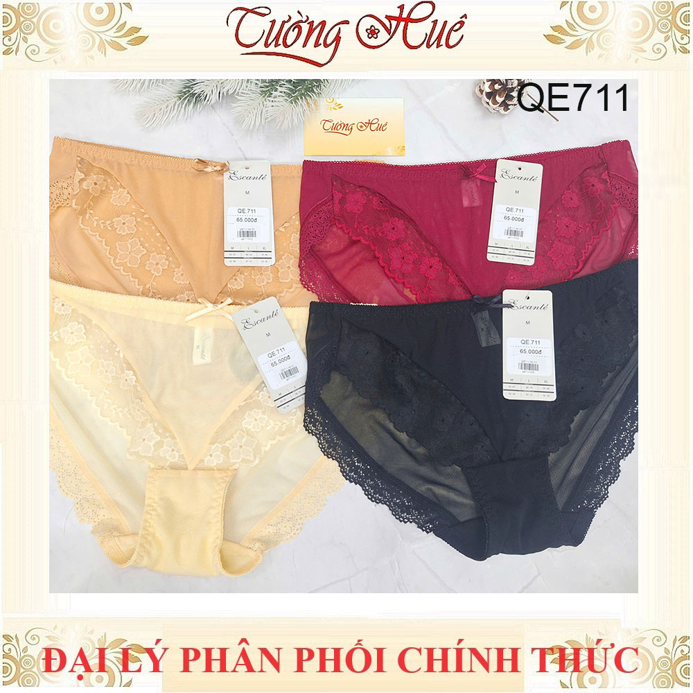 Quần Lót Nữ Thun Lạnh Escanté QE711 Lưng Vừa Lưới Viền Ren Co Dãn Thoáng Mát