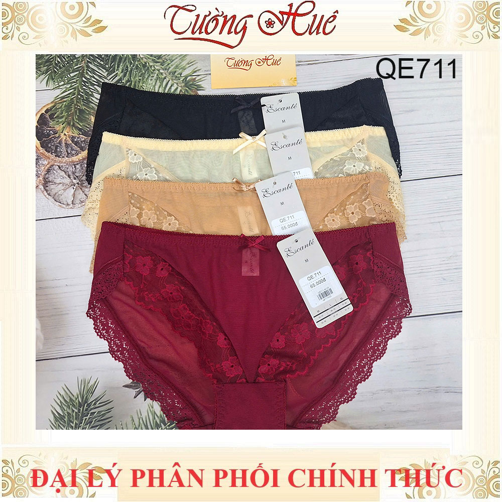 Quần Lót Nữ Thun Lạnh Escanté QE711 Lưng Vừa Lưới Viền Ren Co Dãn Thoáng Mát