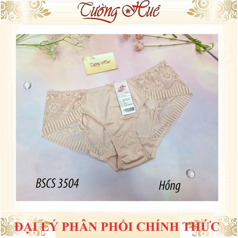 Quần Lót Nữ Bon Bon BSCS 3504 Lưng Vừa Trơn Phối Viền Ren Hoa.
