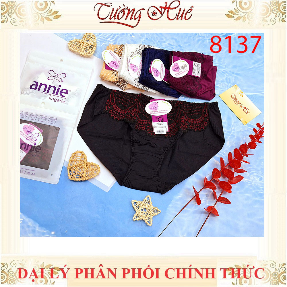 Quần lót nữ annie 8137 quần lót phối ren lưng vừa.
