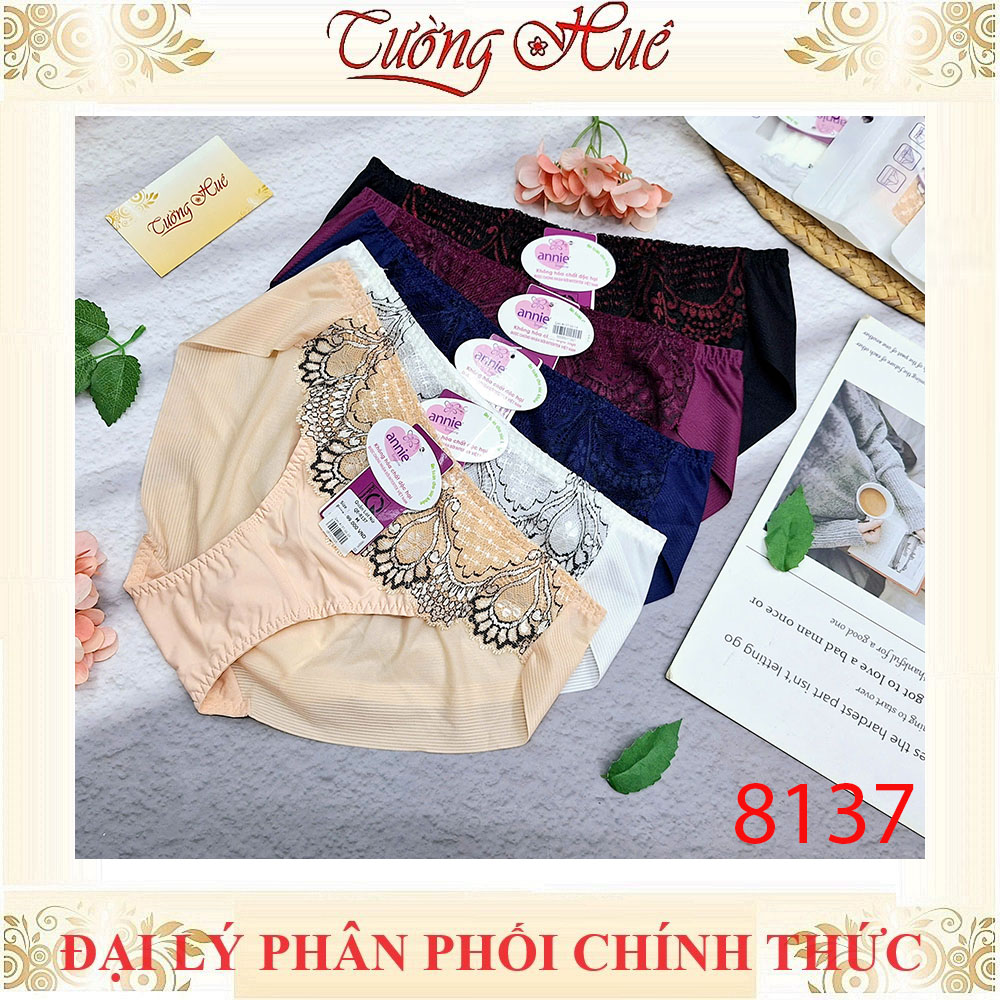Quần lót nữ annie 8137 quần lót phối ren lưng vừa.