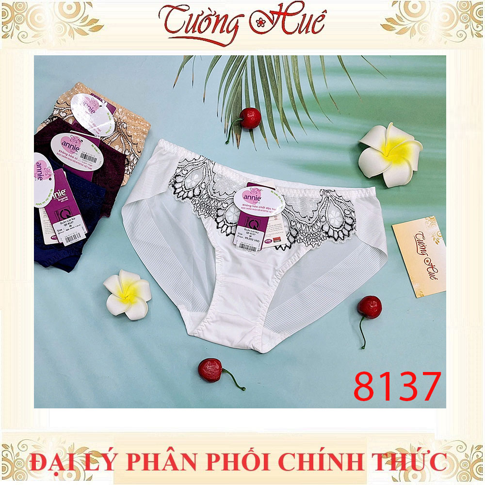 Quần lót nữ annie 8137 quần lót phối ren lưng vừa.