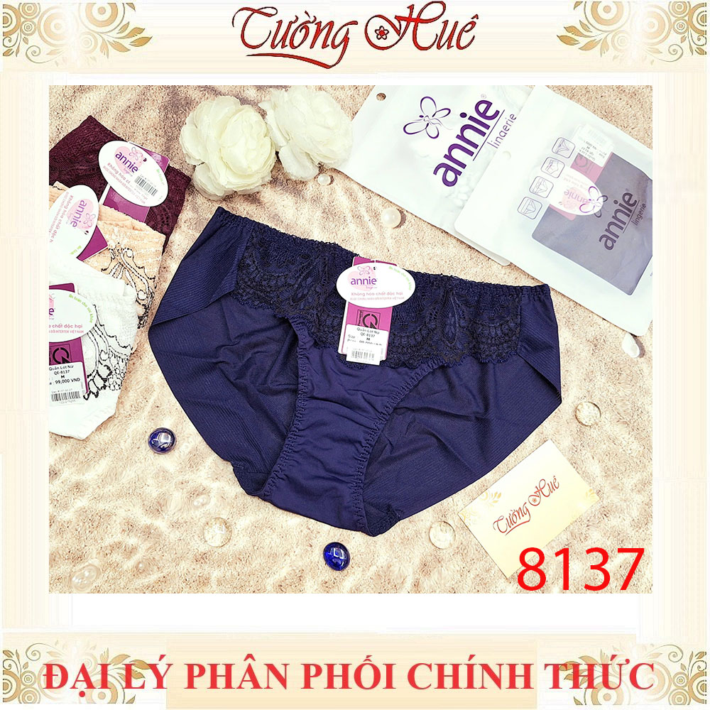 Quần lót nữ annie 8137 quần lót phối ren lưng vừa.