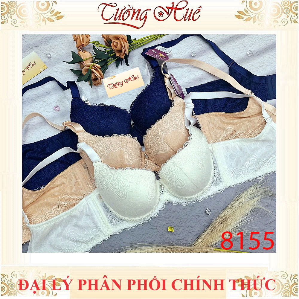 Áo Lót Nữ annie 8155 Ren Cúp B Có gọng Mút Mỏng 1cm Bản Lưng Lớn 3 Móc Cài.