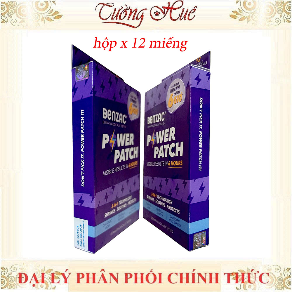 Miếng Dán Mụn Benzac Power Patch Giảm Mụn Nhanh - Hộp x12 miếng