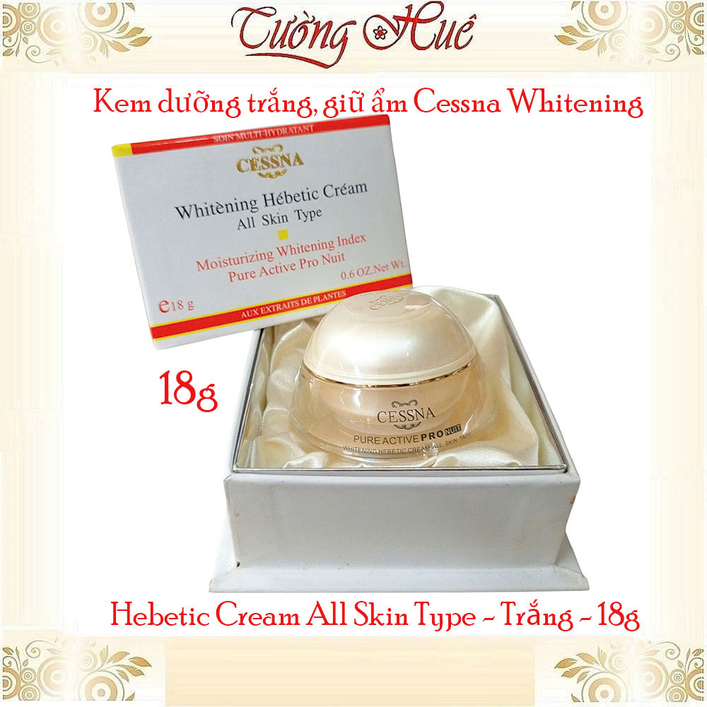 Kem dưỡng trắng, giữ ẩm Cessna Whitening Hebetic Cream All Skin Type - Trắng - 18g