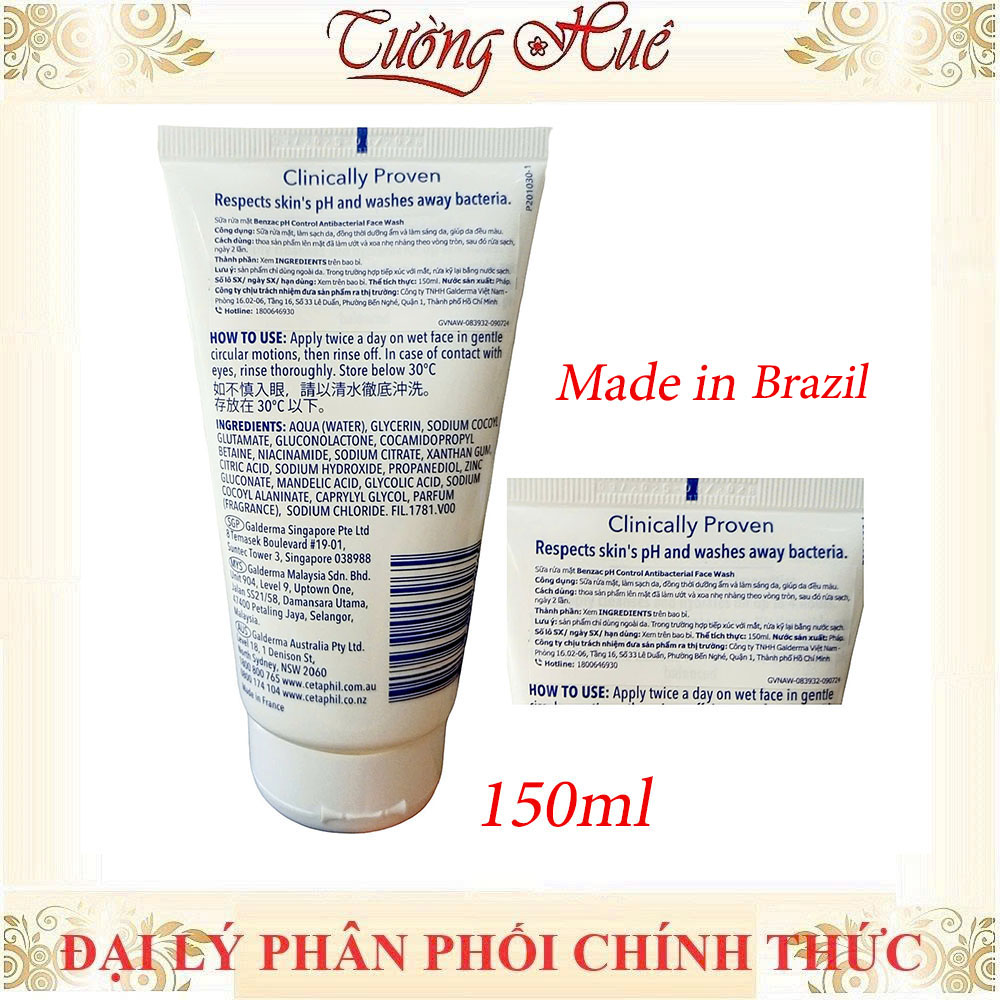 Sữa rửa mặt diệt khuẩn & cân bằng pH cho da mụn BENZAC pH Control Antibacterial Wash 150ml