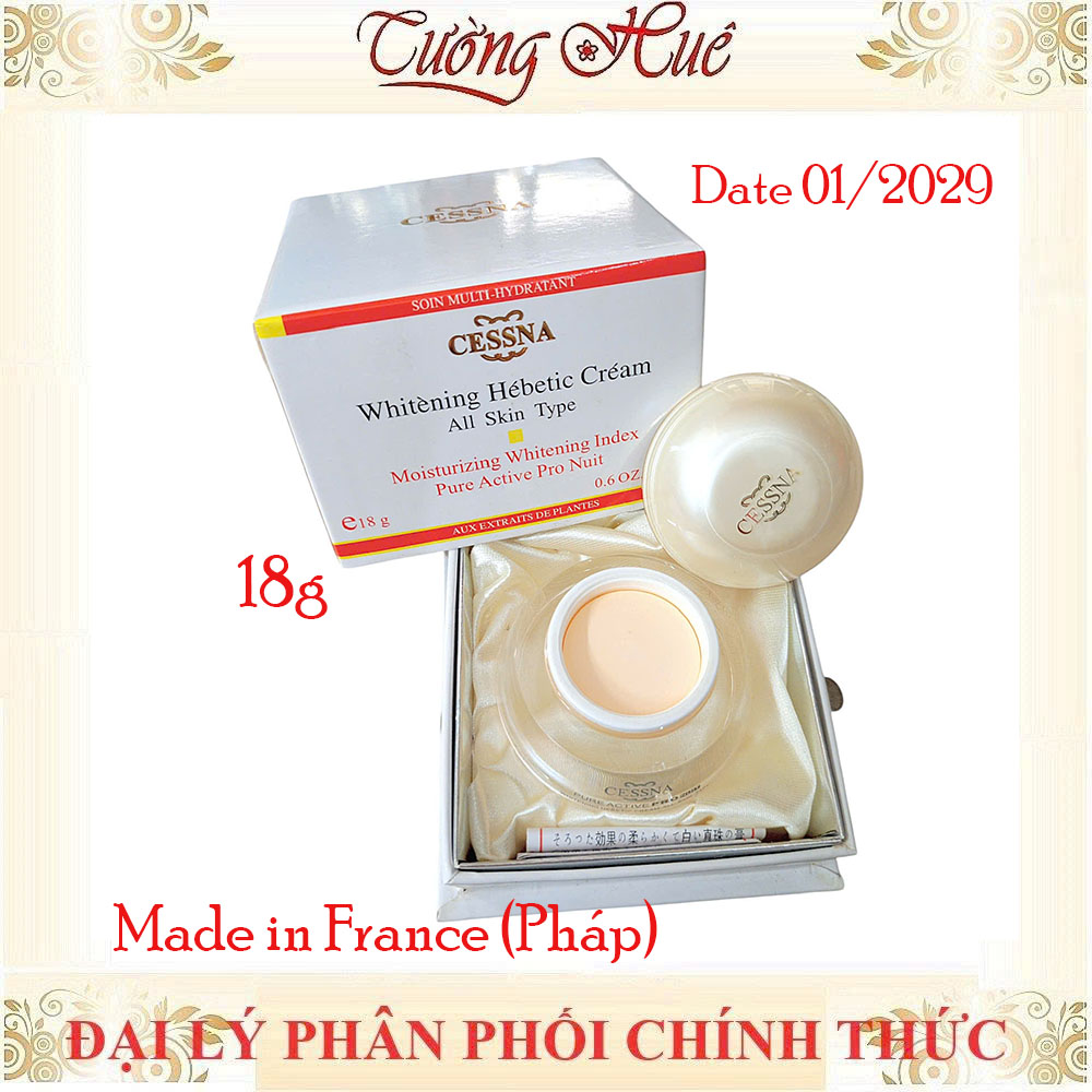 Kem dưỡng trắng, giữ ẩm Cessna Whitening Hebetic Cream All Skin Type - Trắng - 18g