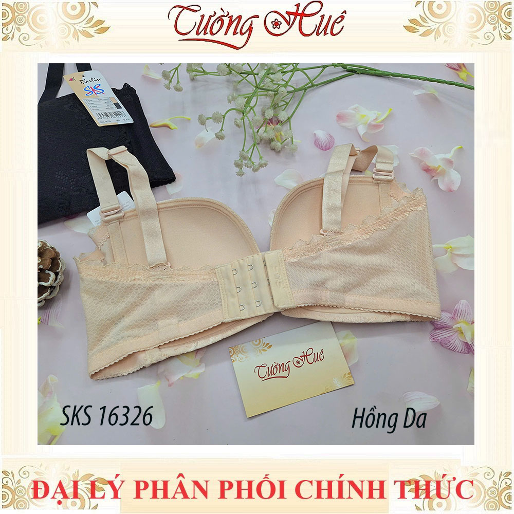 Áo lót nữ Darlin SKS 16326 Không Gọng Mút Mỏng Ren Xẻ V Sâu Phối Lưng Lưới Bảng Vừa 3 Móc Cài.