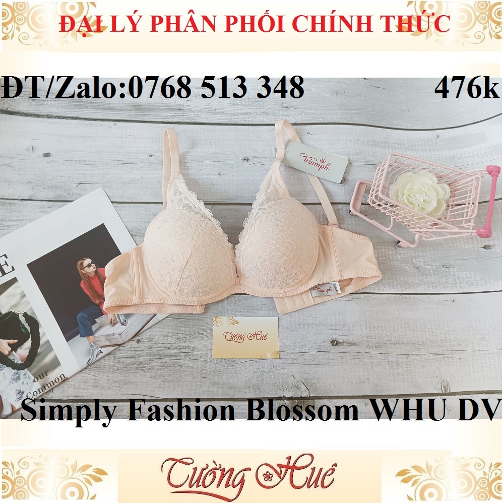 Áo lót nữ Triumph Simply Fashion Blossom WHU DV nâng ren xẻ V sâu.