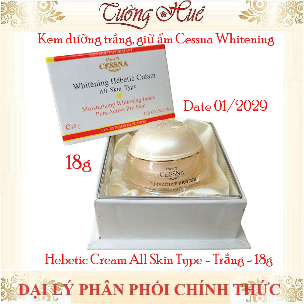 Kem dưỡng trắng, giữ ẩm Cessna Whitening Hebetic Cream All Skin Type - Trắng - 18g