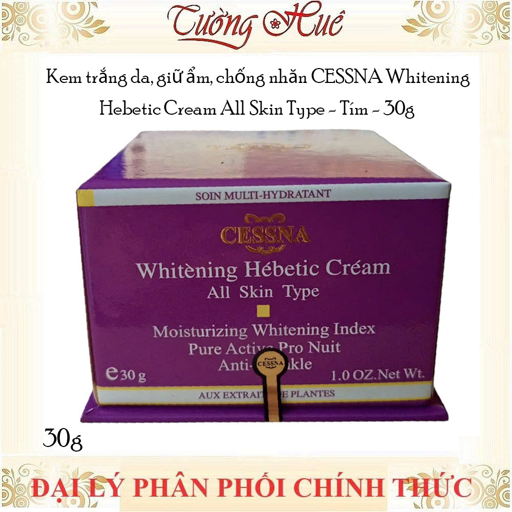 Kem trắng da, giữ ẩm, chống nhăn Cessna Whitening Hebetic Cream All Skin Type - Tím - 30g