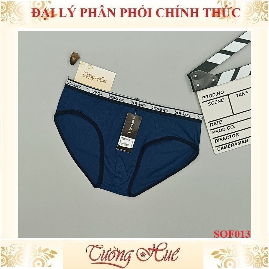 Quần Lót Tam Giác Nam Sovitex SOF013 Cotton Màu Trơn Lưng Bảng Nhỏ In Chữ
