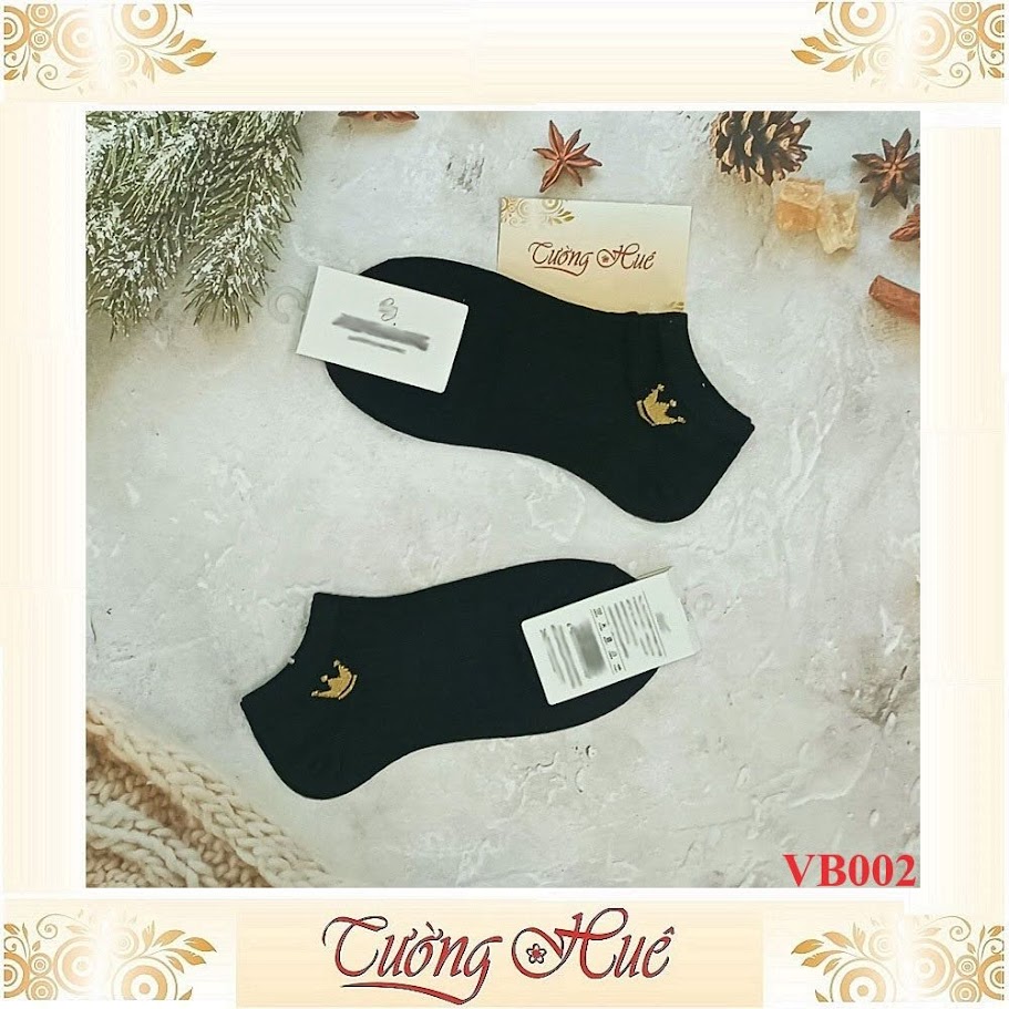 [Ảnh Thật 100%] Tất/Vớ Nữ Cổ Ngắn Mềm Mại Co Giãn Tốt Họa Tiết Vương Miệng - VB002