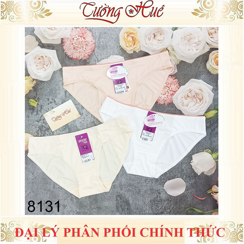 Quần lót nữ annie QE 8131 trơn lưng thấp lưng viền màu.