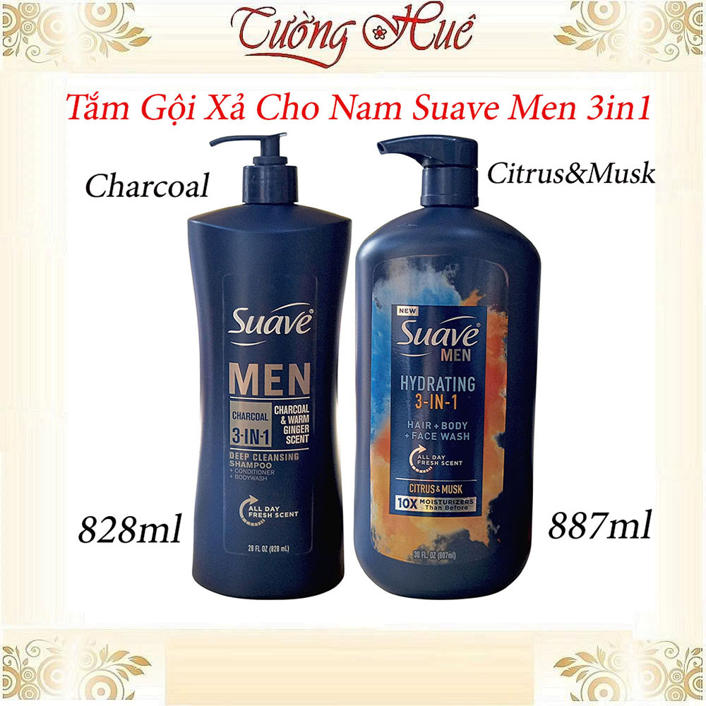 Tắm Gội Xả Cho Nam Suave Men 3in1 Nhiều Mùi Hương Lựa Chọn - 828ml/878ml